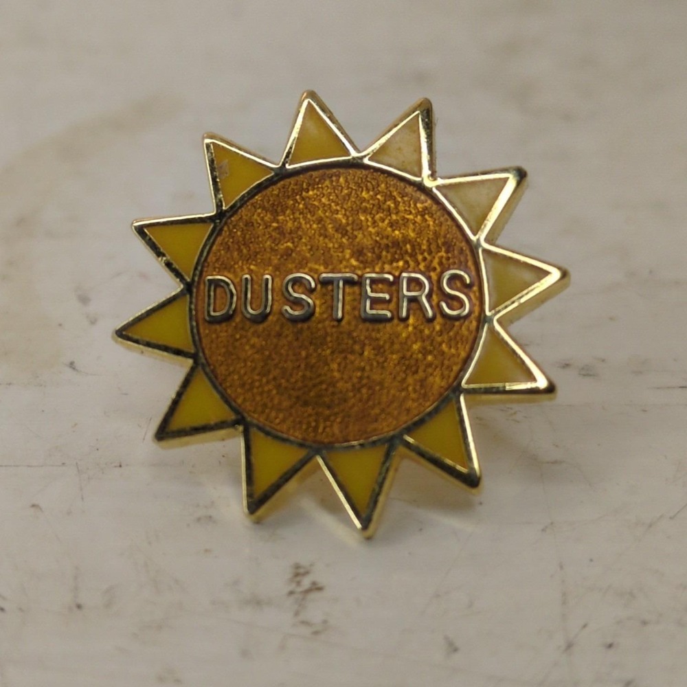 Dusters Yellow Star Sun Rays Pin Lapel Enamel Collectible